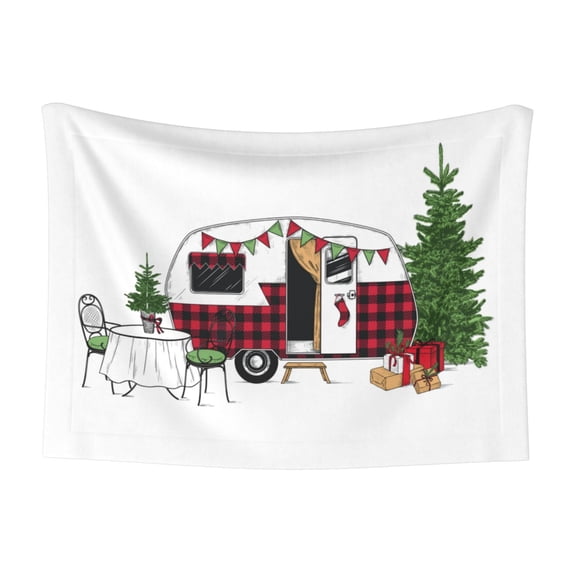 Naloa Vintage Buffalo Plaid Christmas Camper Dog Blanket, 3 Sizes Cat Blanket for Indoor Cats Large Medium Small Dog Gifts-Small