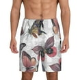 thumbnail image 1 of Naloa Vintage Butterflies Men's Short Pajama Pants, Lounge Comfort Shorts with Elasticized Waistband and Side Pockets - Medium, 1 of 9