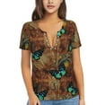 thumbnail image 1 of Naloa Vintage Butterfly Green Print T-Shirts Short Sleeve V Neck Tees for Women Fashion Tops Trendy Lightweight Soft Casual Summer Outfits Clothes, 1 of 5