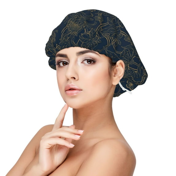 Naloa Vintage Chrysanthemum Adjustable Hair Bonnet for Sleeping, Hair Wrap Sleep Cap Turban for Women Men, Curly Straight Hair Long Large Braid Unisex
