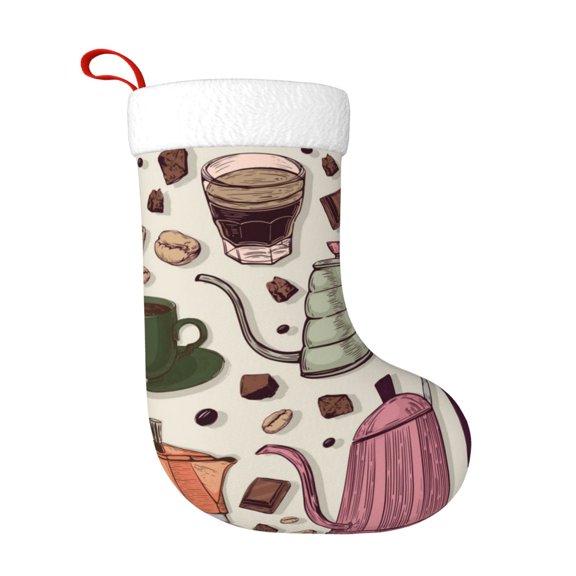 Naloa Vintage Coffee Christmas Stockings Decorations, Xmas Ornaments, DIY Personalized Farmhouse Decor for Home Family Party Tree