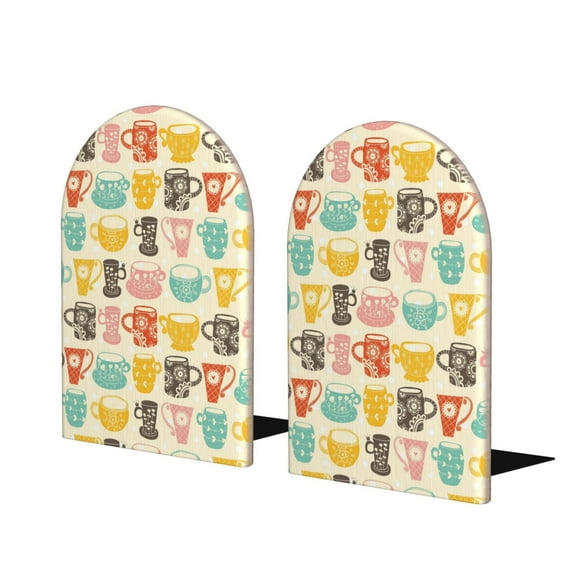 Naloa Vintage Cup 2 Pcs Bookend Large Capacity Office Book Ends for Home Office Library School Study Decoration