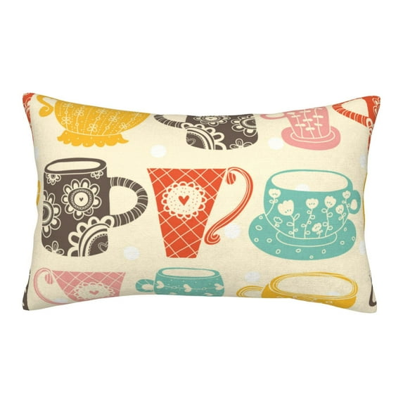 Naloa Vintage Cup Pillowcase, Throw Pillowcase, Wrinkle-Free, Stain-Resistant with Hidden Zipper for Bedroom Sofa - 14"x20"