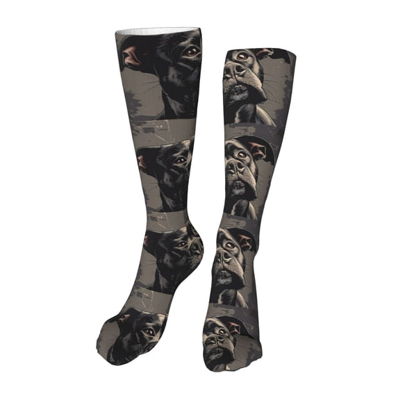 Naloa Vintage Dog Illustration High Stockings Women Thigh High Stockings Over Knee Long Stockings-One Size