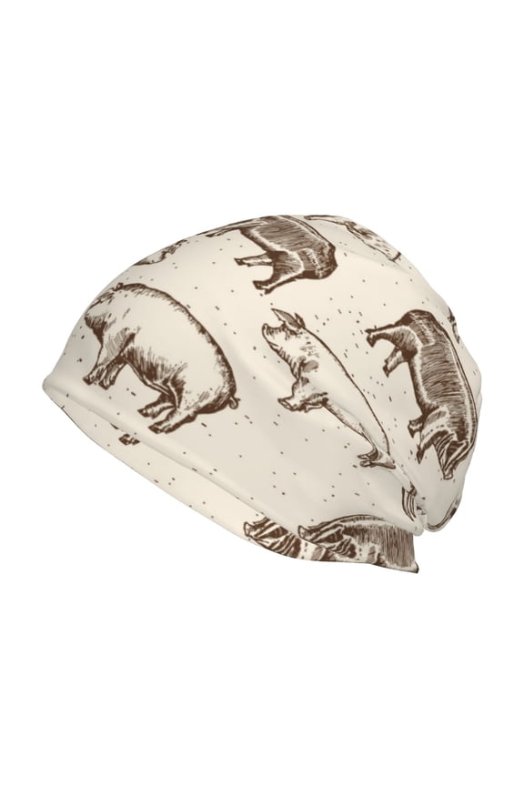 Vintage Farm Pigs Beanie for Men Women Knitted Unisex Winter Hat Beanies Cap Knit Cuffed Beanies Hats