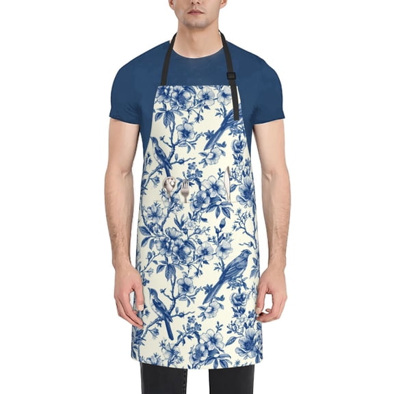 Naloa Vintage Floral Birds Apron Kitchen Aprons with Pockets for Women Men Chef