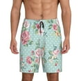 thumbnail image 1 of Naloa Vintage Floral Men's Short Pajama Pants, Lounge Comfort Shorts with Elasticized Waistband and Side Pockets - 4X-Large, 1 of 9