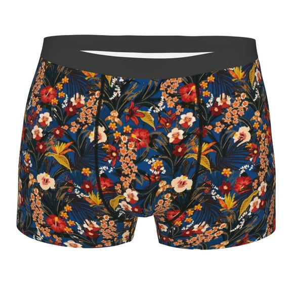 Naloa Vintage Floral Print Mens Underwear - Boxers for Men, Classic Briefs for Men