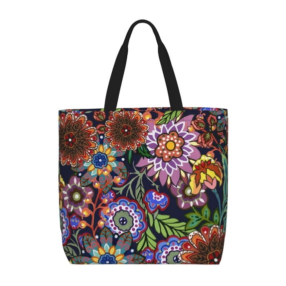 Naloa Vintage Floral Tote Bag for Women, Foldable Tote Bag With Zipper, Large Shoulder Bag, Top Handle Handbag for Travel, Work, Shopping