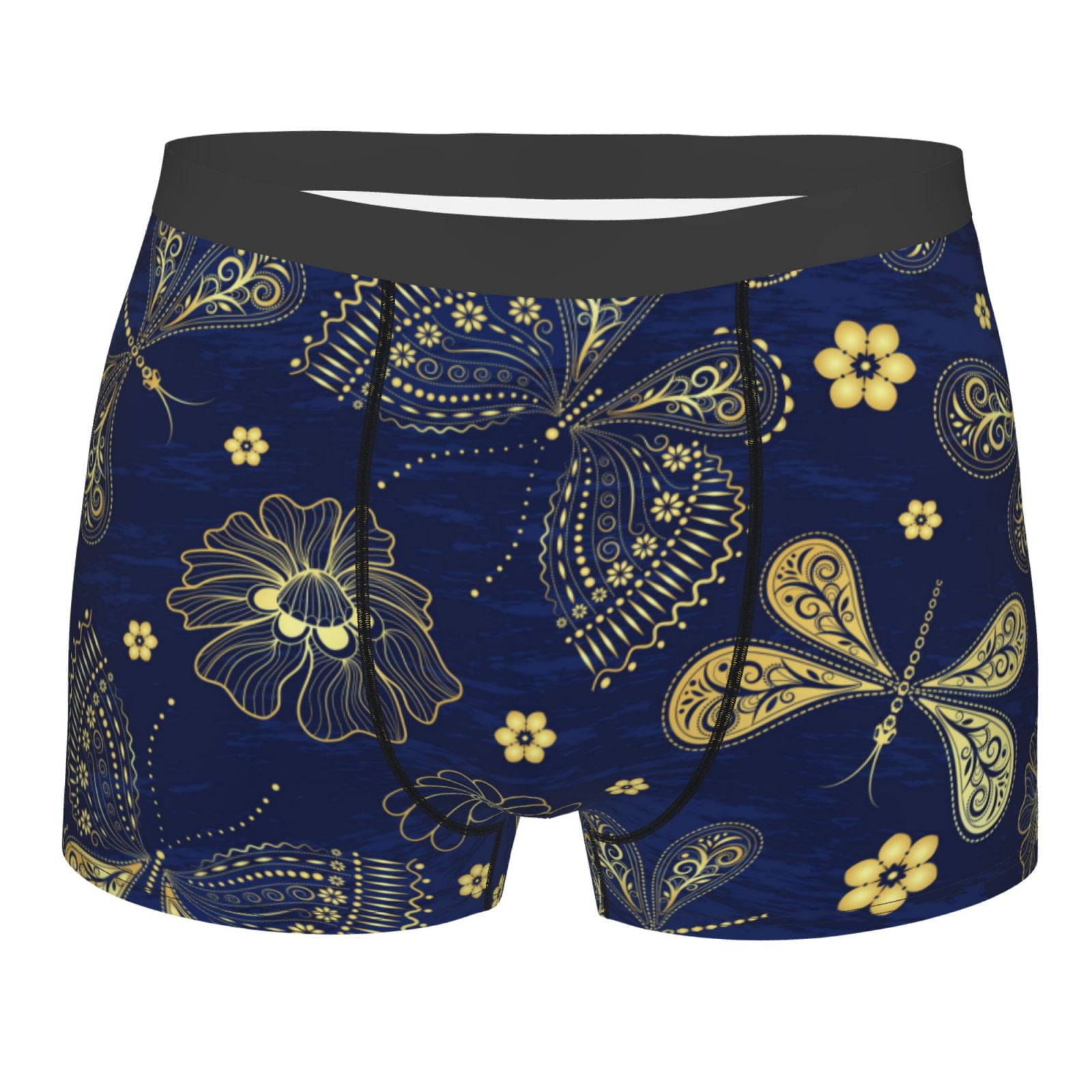 Naloa Vintage Golden Butterfly Print Mens Underwear - Boxers for Men ...