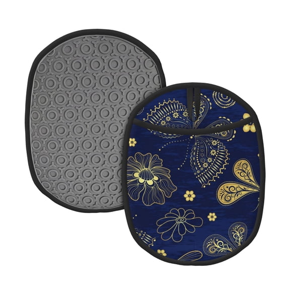 Naloa Vintage Golden Butterfly Silicone Pot Holders, Oven Mitts Heat Resistant Hot Pads, Non Slip Pot Holder for Kitchen Baking and Cooking 9.4 x 7.5 Inches