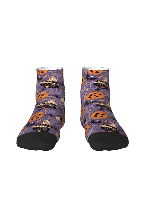 Vintage Halloween Black Cat Ankle Socks for Women Non Slip Socks No Show Socks Classic Low Cut Casual Socks Casual Socks