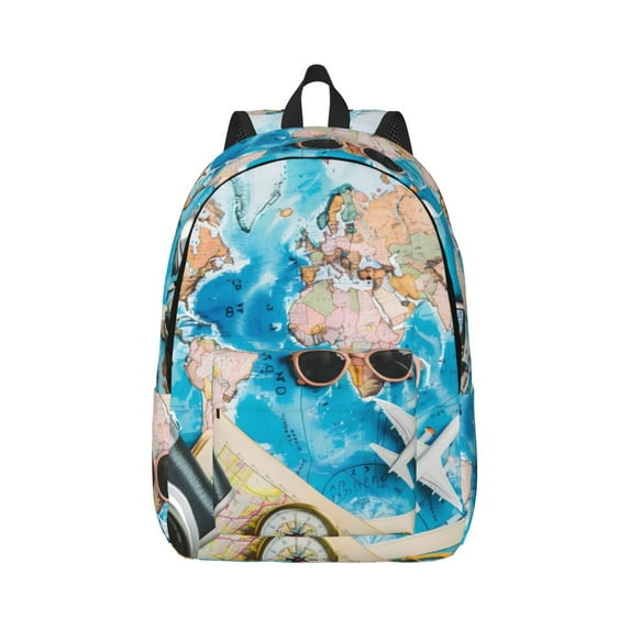 Naloa Vintage Map Travel Essentials Canvas Backpack for Men Women Rucksack Casual Travel Daypack College Tote Satchel Bookbag for Teens-Medium
