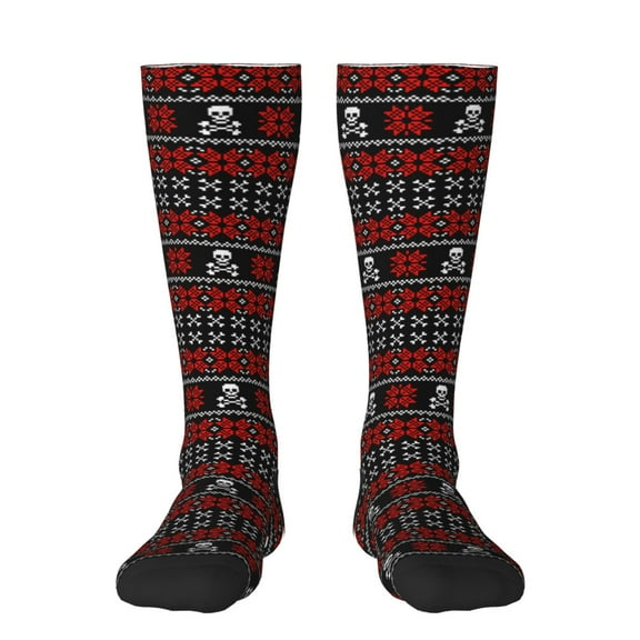 Naloa Vintage Maple Leaf with Skull Pattern Knee Socks, High Socks Long Stretchy Sock Women Knee High Stocking, Long Socks for Women