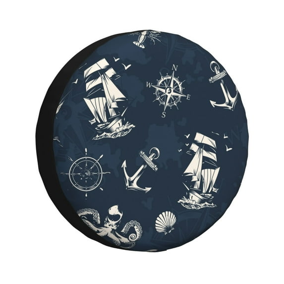 Naloa Vintage Marine PVC Leather Spare Tire Wheel Cover for Car Truck SUV Camper Trailer Universal Fit many size17 inch
