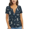 thumbnail image 1 of Naloa Vintage Marine Print T-Shirts Short Sleeve V Neck Tees for Women Fashion Tops Trendy Lightweight Soft Casual Summer Outfits Clothes, 1 of 5