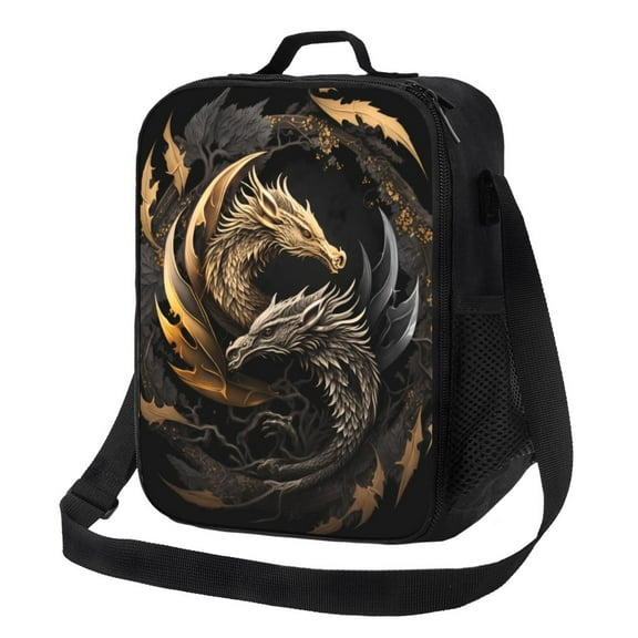 Naloa Vintage Metal Dragon Lunch box Lunch bag for men women Large capacity Lunchbox Insulated Lunch bag Lunch box cooler