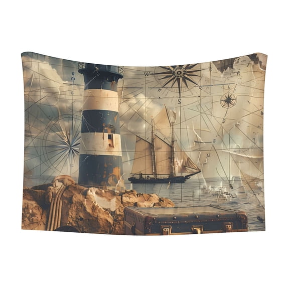 Naloa Vintage Nautical Lighthouse Dog Blanket, 3 Sizes Cat Blanket for Indoor Cats Large Medium Small Dog Gifts-Large