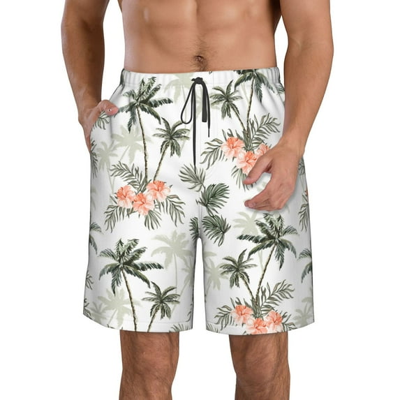 Naloa Vintage Palm Trees Men's Beach Shorts, Surfing shorts, Swim trunks, Quick Dry Swim Trunks for Surfing Beach Fun - Medium