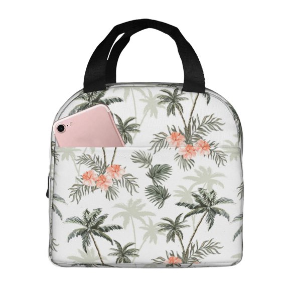 Naloa Vintage Palm Trees Print Lunch Box for Women Men,Insulated Lunch Bag,Lunchbox,Thermal Leakproof Cooler,Reusable Lunch Tote Bag for Work School Travel Picnic