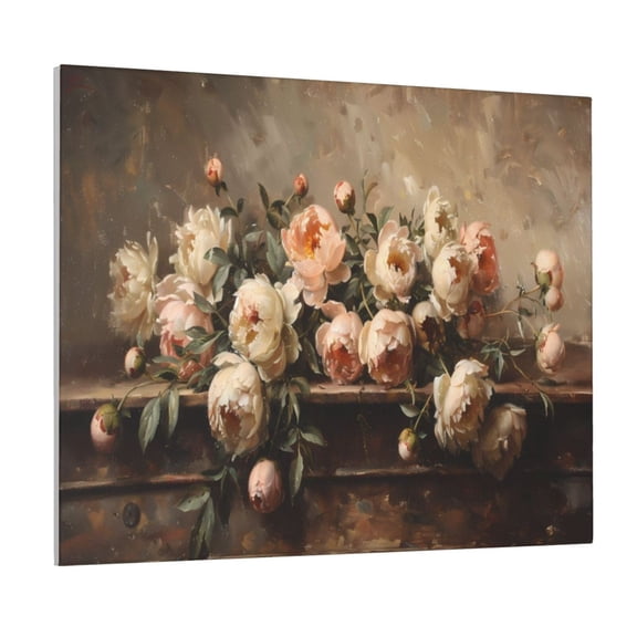 Naloa Vintage Peonies Rustic Charm Print Canvas Bathroom Wall Art,Bathroom Wall Art Decoration, Canvas Poster Prints,Decorative Paintings for Living Room, Bathroom, Kids Room
