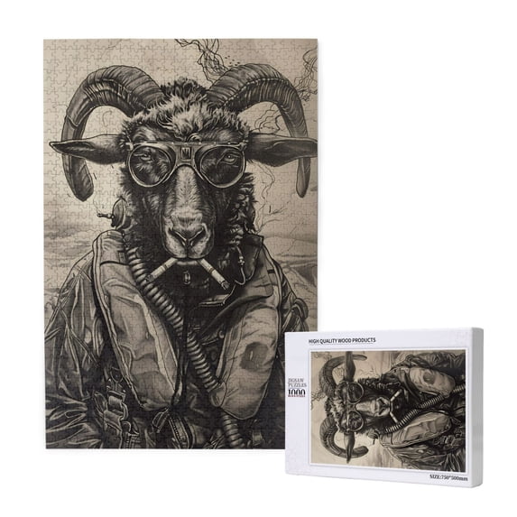 Naloa Vintage Ram Pilot Custom Puzzles Personalized Puzzle 1000 Pieces from Photo Custom Jigsaw Puzzle for Wedding, Graduation, (29.5×19.7in, Vertical)