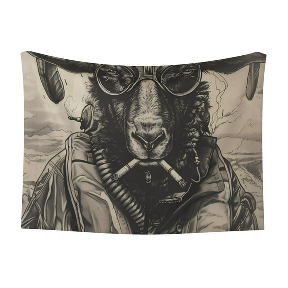 Naloa Vintage Ram Pilot Dog Blanket, 3 Sizes Cat Blanket for Indoor Cats Large Medium Small Dog Gifts-Medium