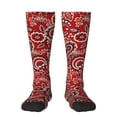 thumbnail image 1 of Naloa Vintage Red Paisley Thigh High Socks Extra Long Stretchy Sock Women Over Knee High Opaque Stocking Daily Wear, 1 of 6