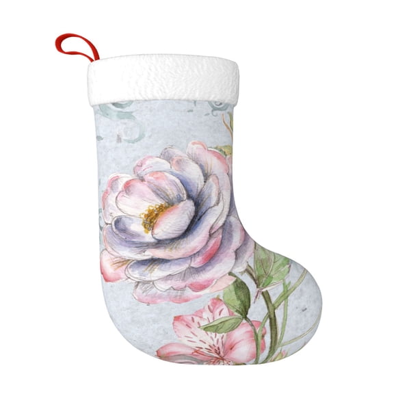 Naloa Vintage Rose Christmas Stockings Decorations, Xmas Ornaments, DIY Personalized Farmhouse Decor for Home Family Party Tree