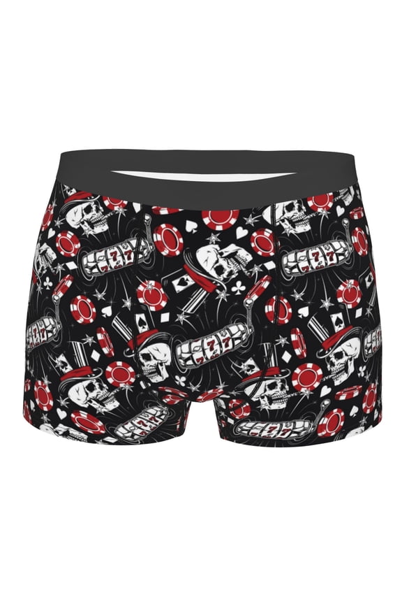 Vintage Skull Casino Print Mens Underwear - Boxers for Men, Classic Briefs for Men