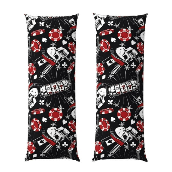 Naloa Vintage Skull Casino Super Soft 20x60 Body Pillow Case,Long Side Hidden Zipper（PILLOWS ARE NOT INCLUDED）