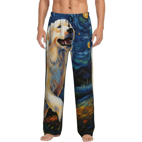 Naloa Vintage Starry Sky Labrador A Pajama Pants Men, PJ Bottoms, Sleep & Lounge Pants-Large