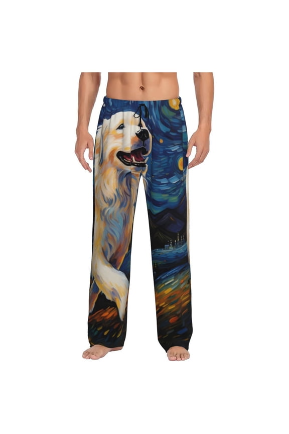 Vintage Starry Sky Labrador A Pajama Pants Men, PJ Bottoms, Sleep & Lounge Pants-XX-Large
