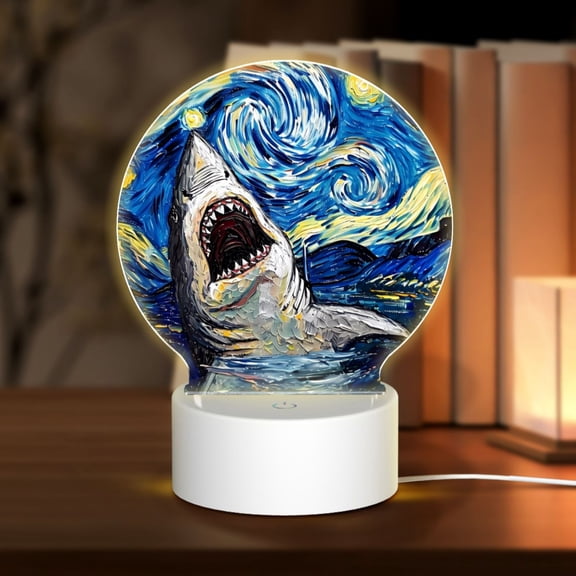 Naloa Vintage Starry Sky Shark Acrylic LED Night Light Custom LED Lights Personalized Nightlight Customized Gifts for Family Couples Friends