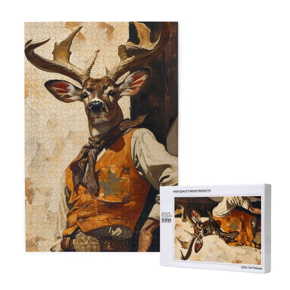 Naloa Vintage Style Elk Custom Puzzles Personalized Puzzle 1000 Pieces from Photo Custom Jigsaw Puzzle for Wedding, Graduation, (29.519.7in, Vertical)