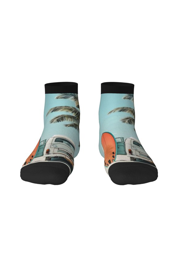 Vintage Surf Van Beach Ankle Socks for Women Non Slip Socks No Show Socks Classic Low Cut Casual Socks Casual Socks