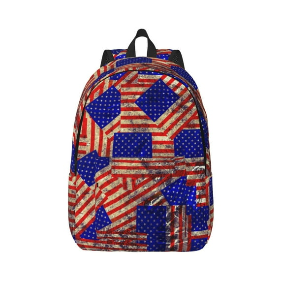 Naloa Vintage USA Flag Canvas Backpack for Men Women Rucksack Casual Travel Daypack College Tote Satchel Bookbag for Teens-Medium
