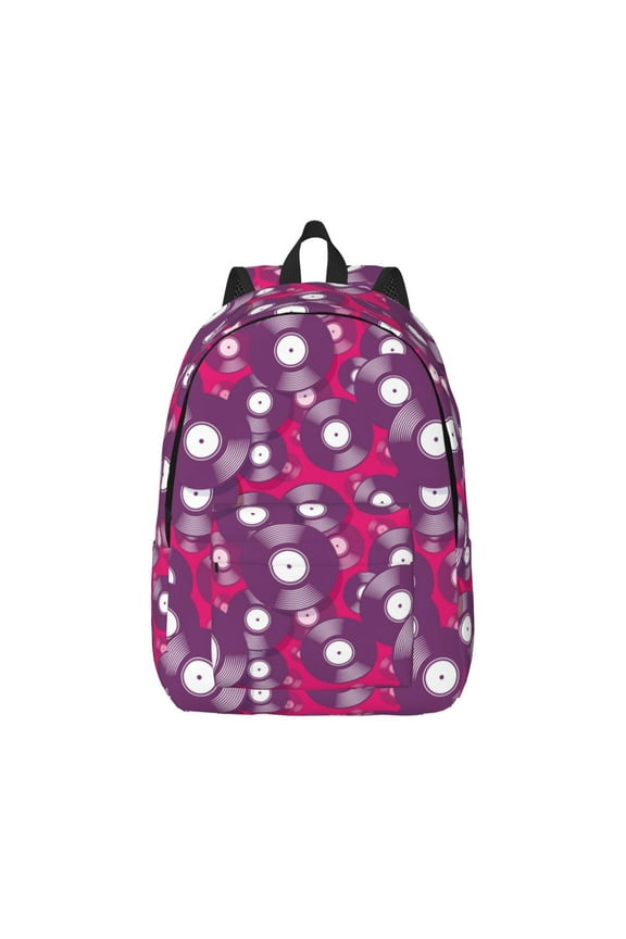 Vintage Vinyl Record Canvas Backpack for Men Women Rucksack Casual Travel Daypack College Tote Satchel Bookbag for Teens-Medium