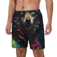 thumbnail image 1 of Naloa Vintage Wolf Warrior Print Men Swim Trunks with Compression Liner ,Board Shorts,Men's Swim Shorts with Drawstring and Elastic Waistband-Medium, 1 of 6