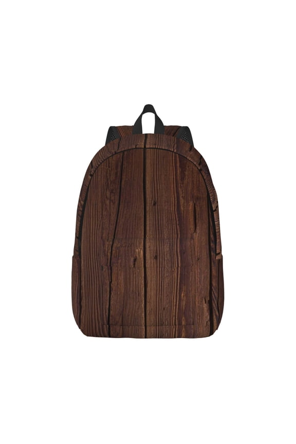 Vintage Wood Canvas Backpack for Men Women Rucksack Casual Travel Daypack College Tote Satchel Bookbag for Teens-Medium
