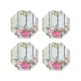 thumbnail image 1 of Naloa Vintage Wood with Floral Leather Coasters for Drinks, Durable Drink Coasters 4 Set for Tabletop Protection, Luxurious Home Décor and Housewarming Gift ( {designName})Octagon, 1 of 6