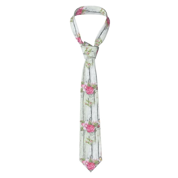 Naloa Vintage Wood with Floral Print Solid Color Tie Formal Necktie for Men,Suitable for business, daily life, work