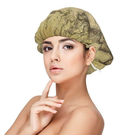 Naloa Vintage World Map Adjustable Hair Bonnet for Sleeping, Hair Wrap Sleep Cap Turban for Women Men, Curly Straight Hair Long Large Braid Unisex