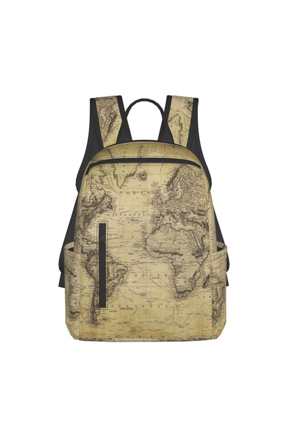 Vintage World Map Print Lightweight DayBackpack Suitable for school, work, shopping, travel, etc.