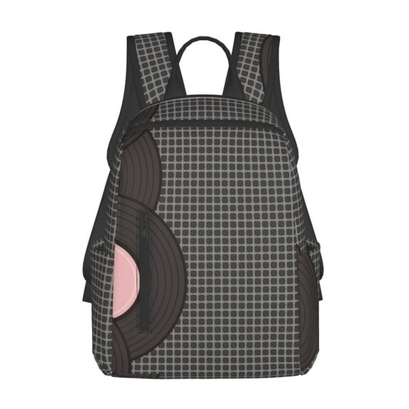 Naloa Vinyl Records Print Lightweight DayBackpack Suitable for school, work, shopping, travel, etc.
