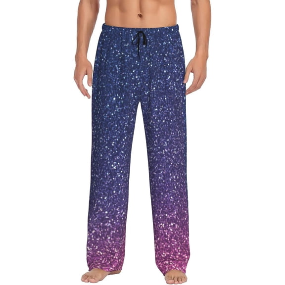 Naloa Violet Glitter Pajama Pants Men, PJ Bottoms, Sleep & Lounge Pants-X-Large