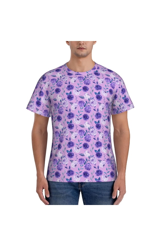 Violet Men's T-Shirt Sport T-shirt Men's Basic Tee Casual Men's Shirt, Round Neck, Short Sleeves - Large