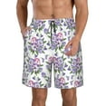thumbnail image 1 of Naloa Violets Flowers Men's Beach Shorts, Surfing shorts, Swim trunks, Quick Dry Swim Trunks for Surfing Beach Fun - 3X-Large, 1 of 9