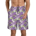 thumbnail image 1 of Naloa Violets Flowers Men's Beach Shorts, Surfing shorts, Swim trunks, Quick Dry Swim Trunks for Surfing Beach Fun - Large, 1 of 9