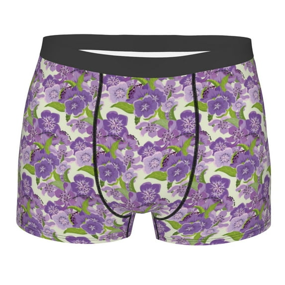 Naloa Violets Flowers Print Mens Underwear - Boxers for Men, Classic Briefs for Men